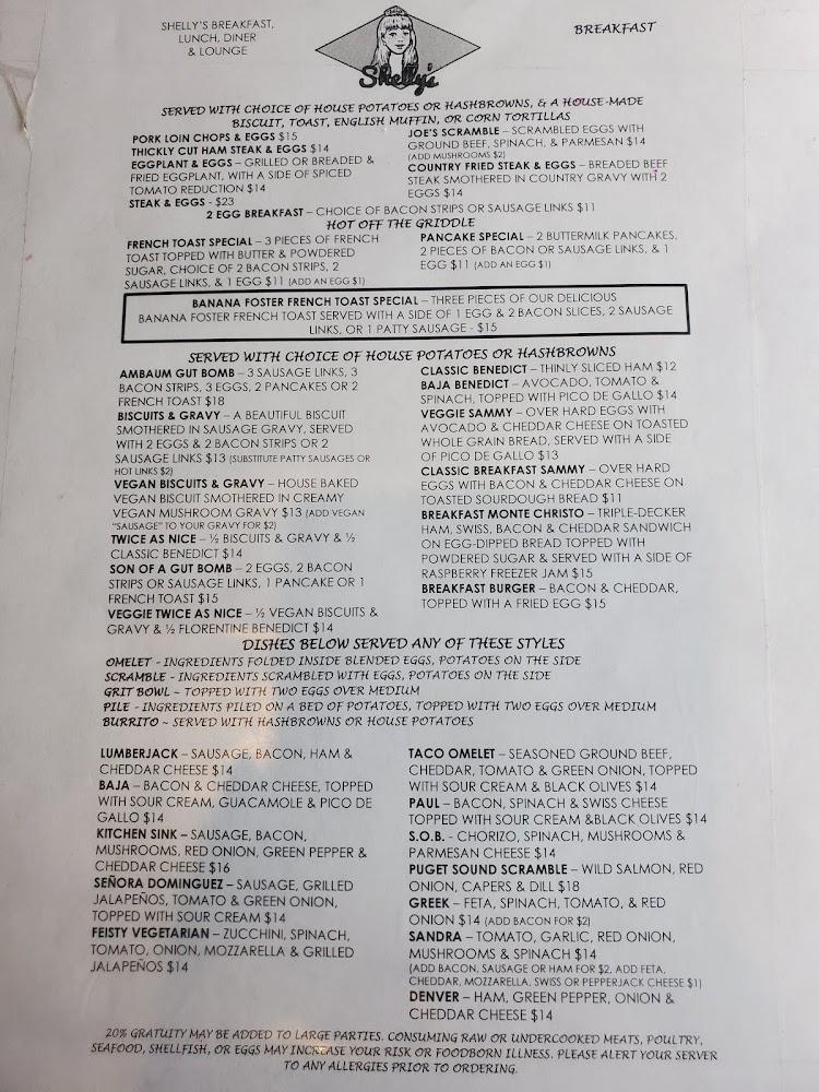 Shelly's Breakfast & Lunch Menu image 1